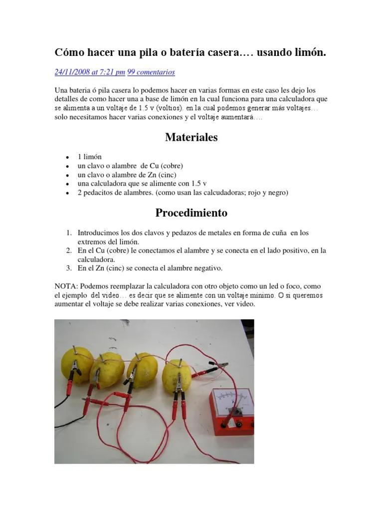 baterias caseras proposito - Qué elementos fundamentales se necesitan para construir una pila eléctrica